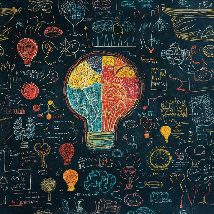 Ideas on a chalkboard